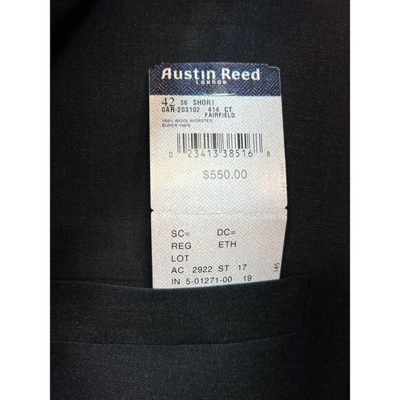 Austin Reed Men's 2 Button Wool Blazer Sport Coat Long Sleeve Size 42S Dark Gray - Picture 5 of 14